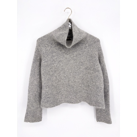 REBECCA TAYLOR | Oversized Mock Neck Cropped Sweater in Grey | XS/S - Picture 3 of 8